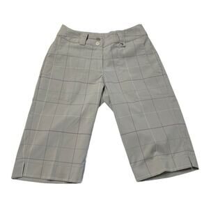 Nike Women Golf Dri-Fit under knee Pants Sz 4 Gray Plaid flat front